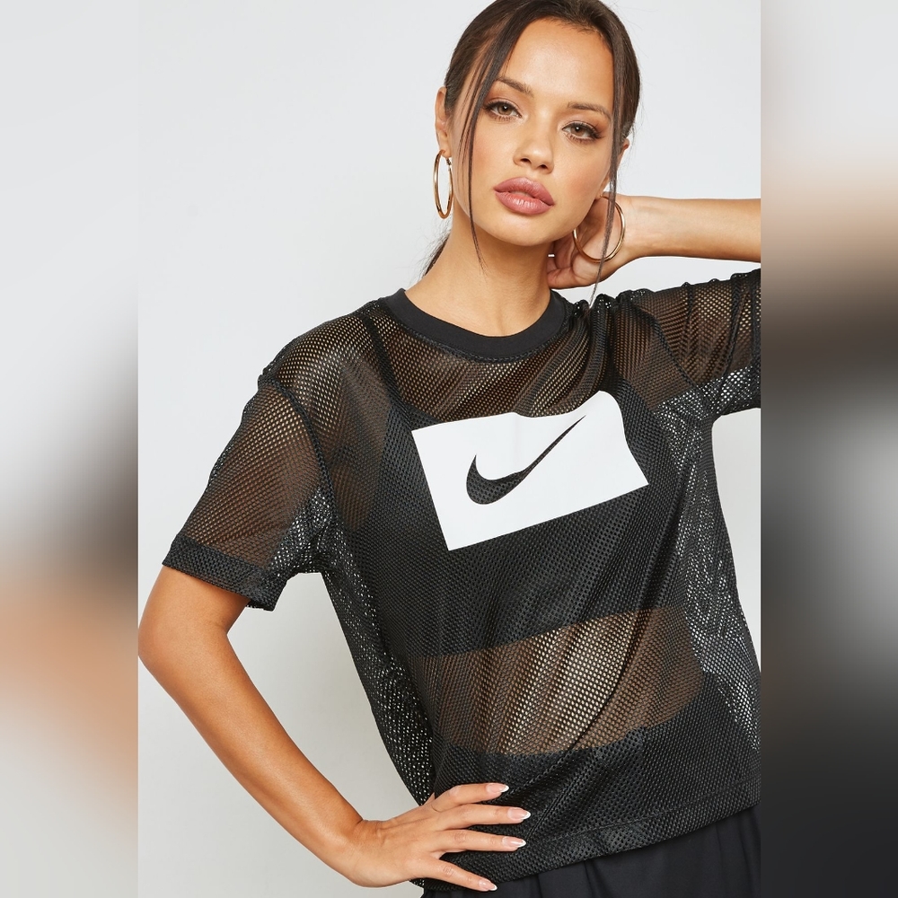 Nike Black and White Mesh Net Top Shirt Jersey Size Small